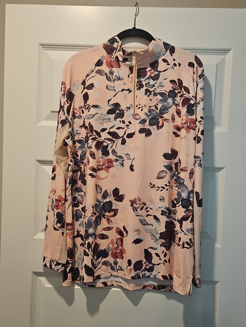 Kastel Denmark Women’s Floral Quarter-Zip Performance Top - Pink